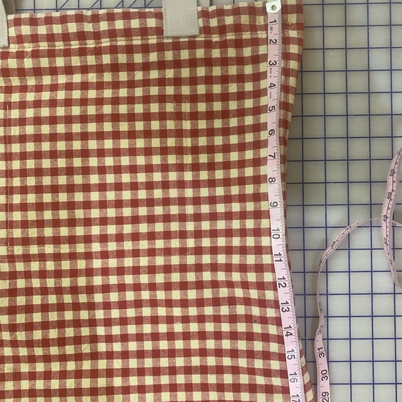 Chic Red Checkered gingham up-cycled Tote Bag - Picture 3 of 6